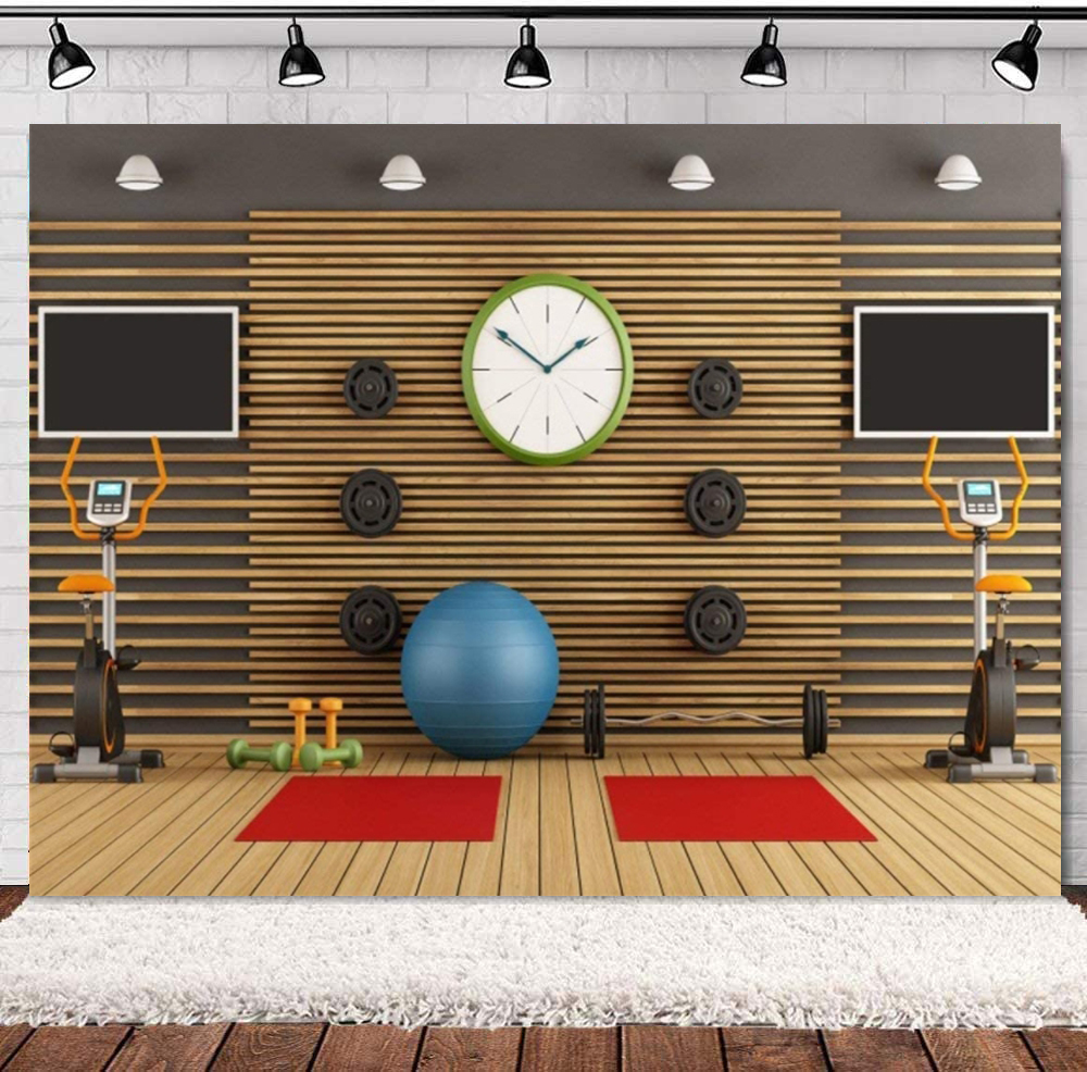 Sports Equipment Photos - Gym Photography Backdrop Stadium Fitness Equipments